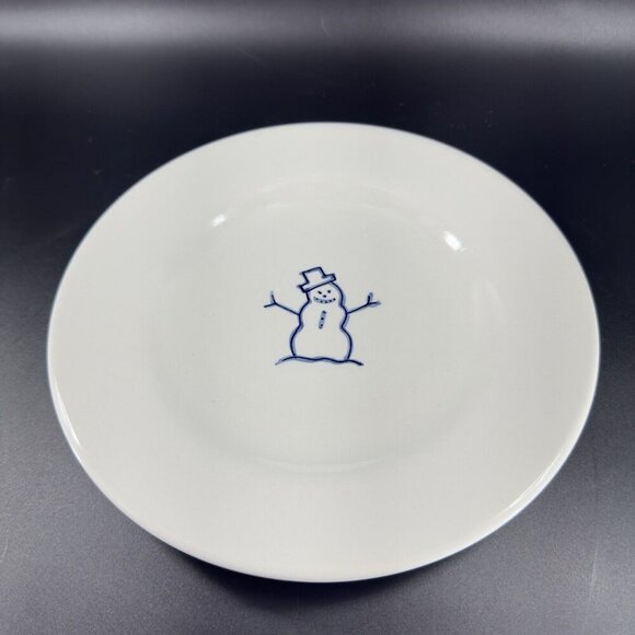 Pottery Barn Keepsake White Ceramic Dish Plate Set 2 Snowman Dishes Plates VTG - Picture 14 of 15